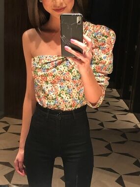 Zara one shoulder floral top - XS